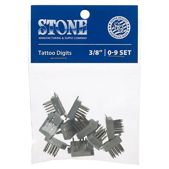 Stone 0-9 Tattoo Digits Set - 3/8"