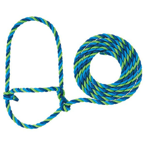 Weaver Leather Poly Cattle Rope Halter - Blue/hurricane Blue/lime Zest