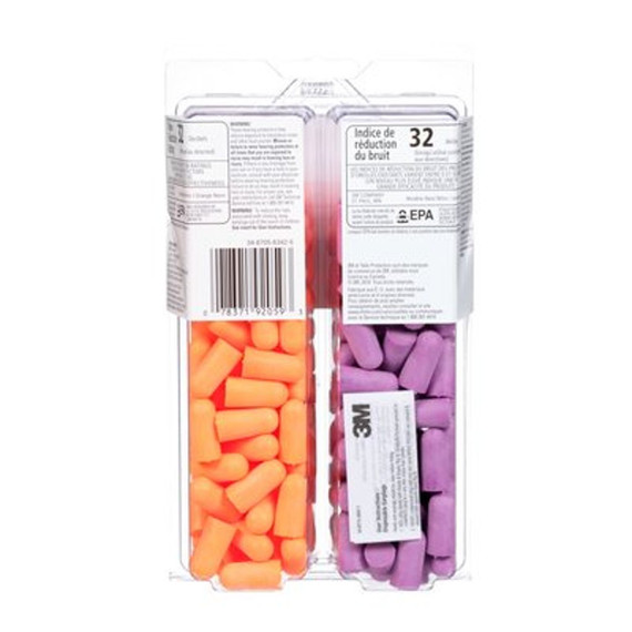 3m Tekk Protection Disposable Earplugs Orange/purple - 80 Pair