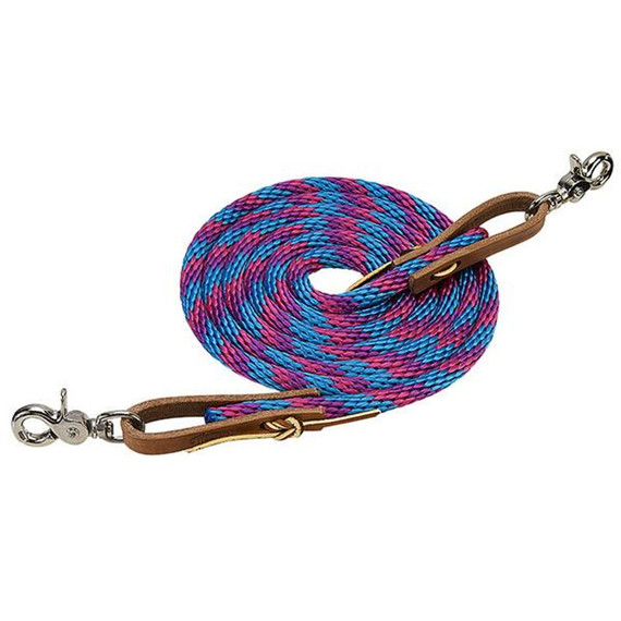Weaver Leather Poly Roper Reins With Scissor Snap - Hurr Blue/pk Fusion/pu Jazz