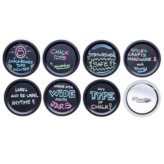 Masontops Wide Mouth Chalk Top Blackboard Disc Lid - 8 Pcs