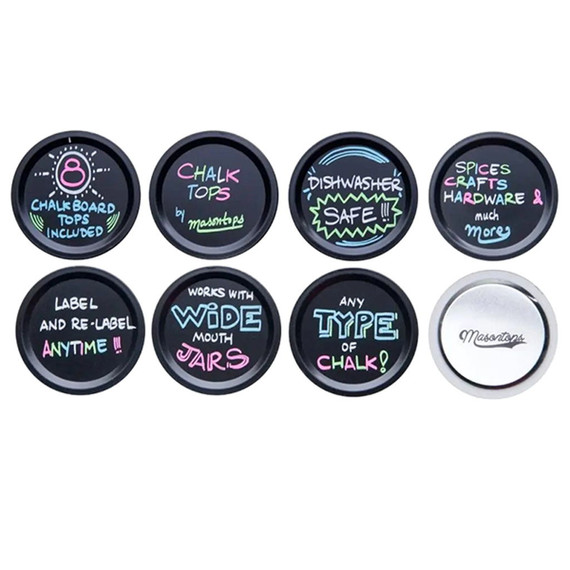 Masontops Regular Mouth Chalk Top Blackboard Disc Lid - 8 Pcs