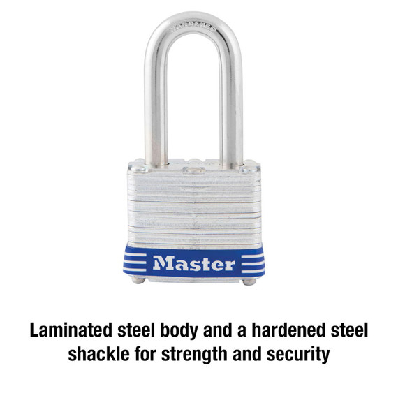 Master Lock Wide Laminated Steel Pin Tumbler Padlock - 1-1/2"
