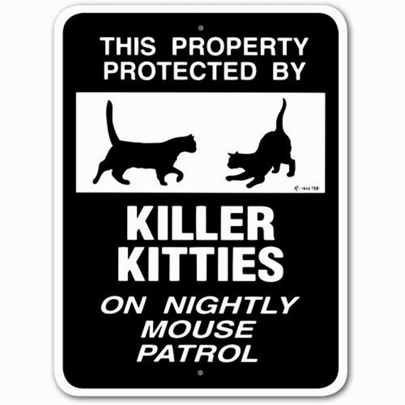 Noble Beasts Graphics Aluminum Killer Kitties Sign - 9" X 12" - White/Black