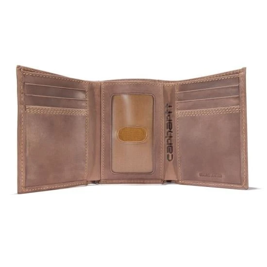 Carhartt Men's Leather Detroit Trifold Wallet - Brown