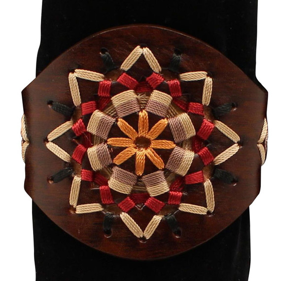 Silver Strike Women's Tan Leather Stitching Jewelry Bracelet