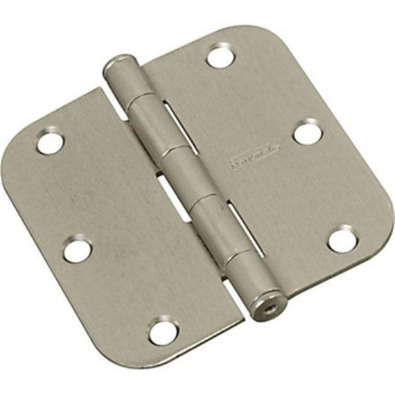 National Hardware Satin Nickel Radius Round Corners Door Hinge - 3-1/2"