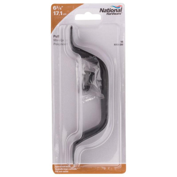 National Hardware Black Heavy Door Pull - 6-3/4"
