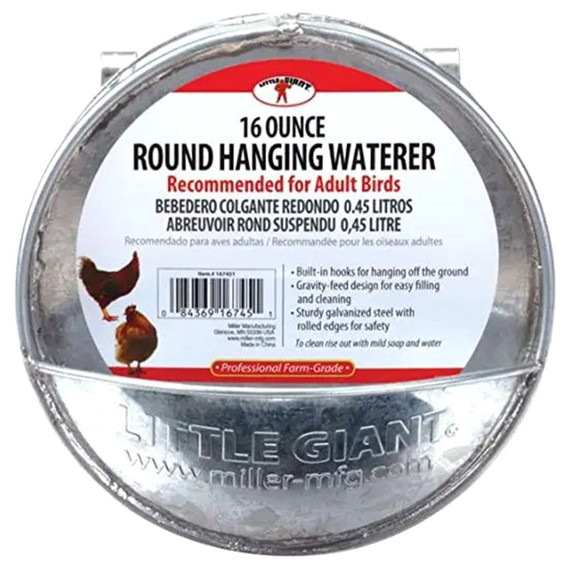 Miller Galvanized Round Hanging Poultry Waterer