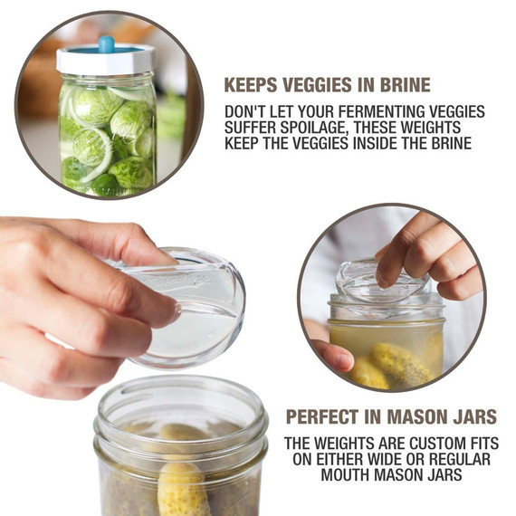 Masontops Wide Mouth Fermentation Weight Pickle Pebble  - 4 Pk