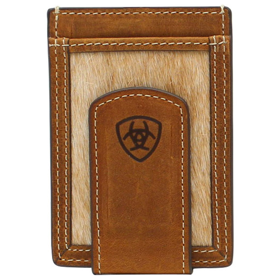 Ariat Men's Tan Calf Hair Inlay Card Case With Money Clip