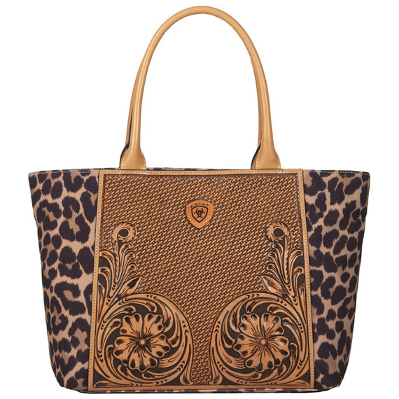 Ariat Women's Leopard Tooled Tote Purse