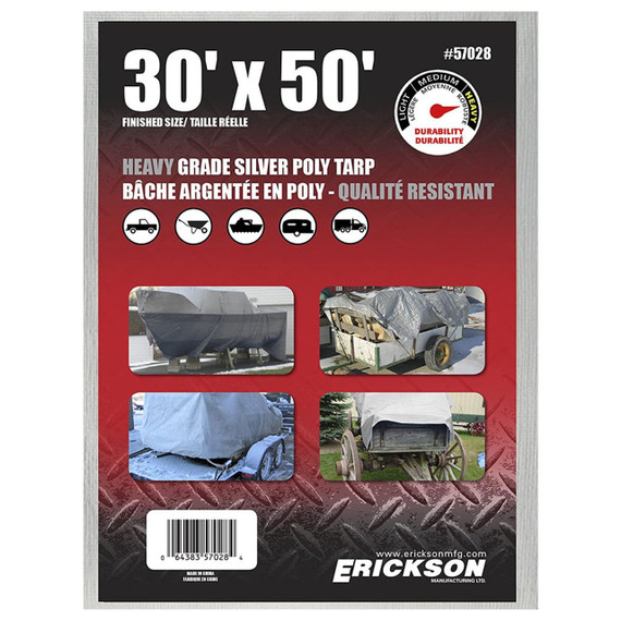 Erickson Heavy Grade Silver Poly Tarp - Silver