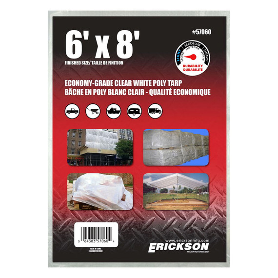 Erickson Economy Grade Clear White Poly Tarp - 6' X 8'
