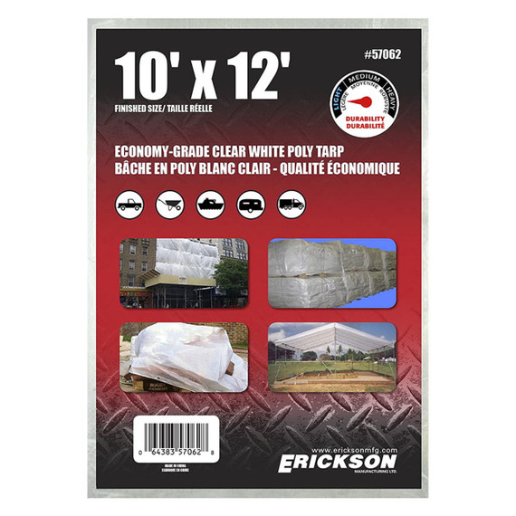 Erickson Economy Grade Clear White Poly Tarp - 2 oz