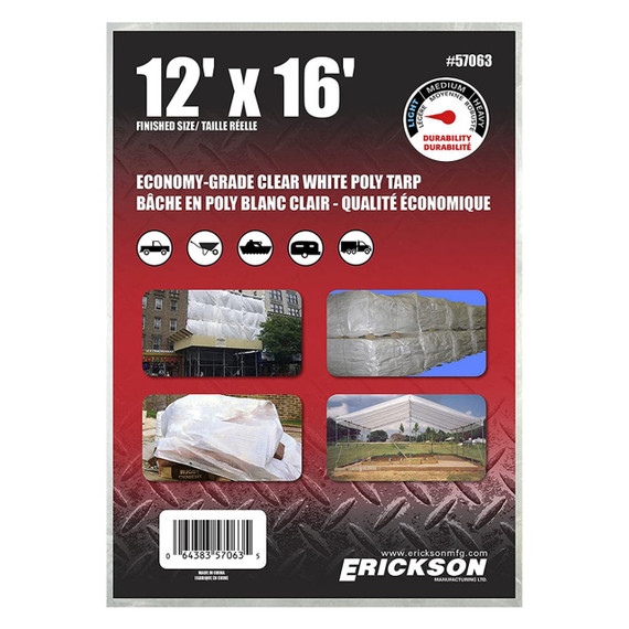 Erickson Economy Grade Clear White Poly Tarp - 2 oz