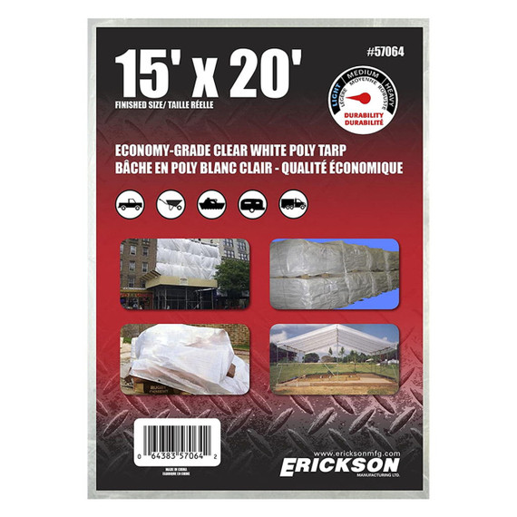 Erickson Economy Grade Clear White Poly Tarp - 2 oz