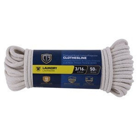 Tru-Guard Diamond Braided Cotton Clothesline Rope - 3/16" X 50'
