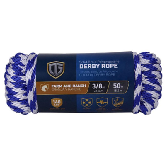 Tru-Guard 3/8" X 50' Derby Braided Polypropylene Rope - Blue/white