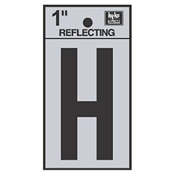 Hy-Ko 1" Black/Silver Vinyl Reflective Adhesive Sign - Letter H