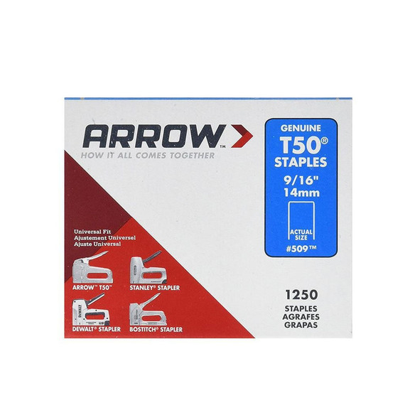 Arrow Fastener T50 Heavy-duty Steel Staples - 1250 pk - 9/16"