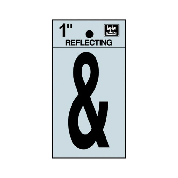 Hy-Ko 1" Black/Silver Vinyl Reflective Adhesive Ampersand Sign - Symbol (&)