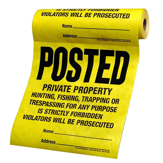 Hy-Ko Tyvek Posted Private Property Sign - 12" X 12"