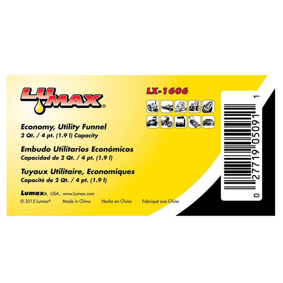 Lumax Black Plastic Funnel - Black