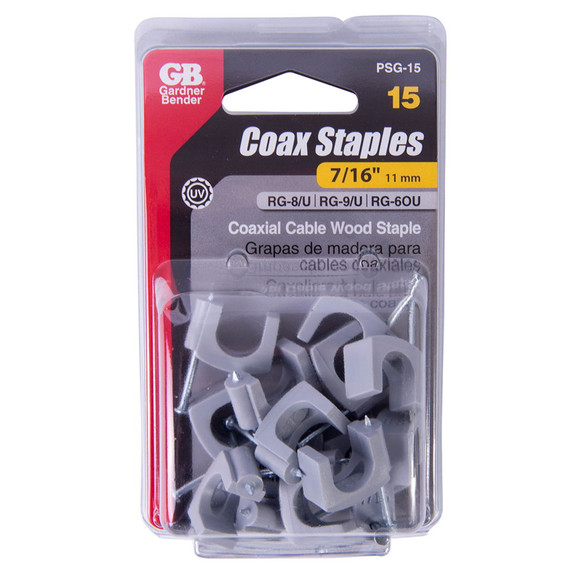 Gardner Bender 7/16" Polyethylene Coaxial Cable Staple - 15 Pk