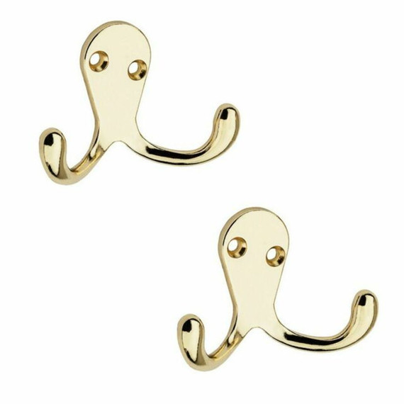 National Hardware Double Clothes Hook - Brass