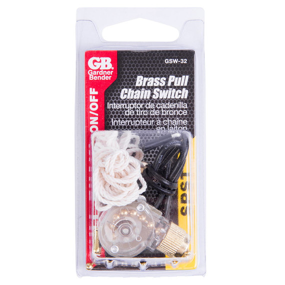 Gardner Bender SPST Single Circuit Pull-Chain Switch - Brass