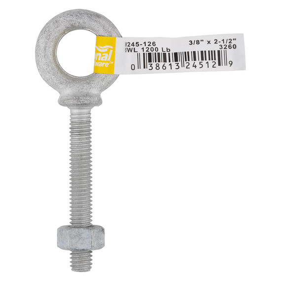 National Hardware Galvanized Forged Steel Eye Bolt - 3/8" X 2-1/2"