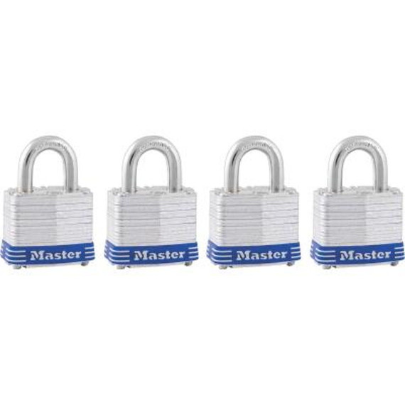 Master Lock Keyed Alike 1-9/16" Laminated Steel Padlock - 4 pk