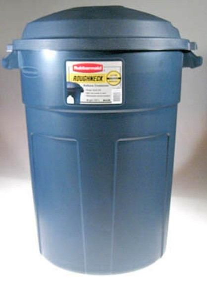 Rubbermaid Roughneck Blaze Blue Non-wheeled Trash Can With Lid - 32 Gal