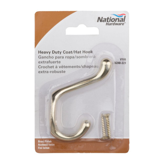 National Hardware Heavy Duty Coat/hat Hook - Brass