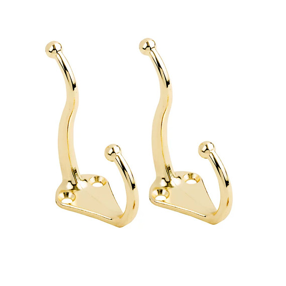 National Hardware Brass Coat/hat Hook - 2 pk