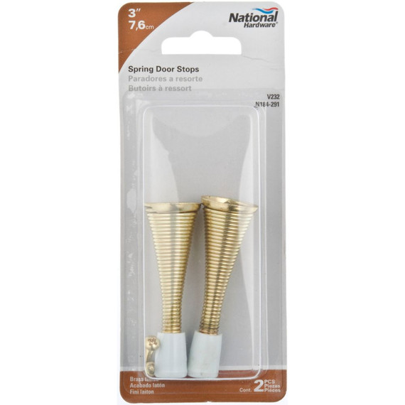 National Hardware Brass Spring Door Stop - 3"