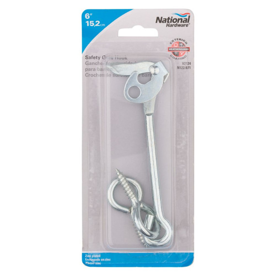 National Hardware Zinc Plated Safety Gate Hook - 6"