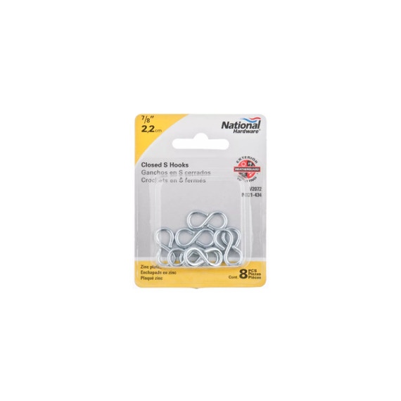 National Hardware Zinc Plated Closed S Hook - #813 X 7/8"