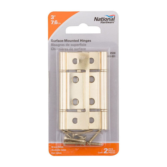 National Hardware Brass Surface-mounted Hinge - 3"