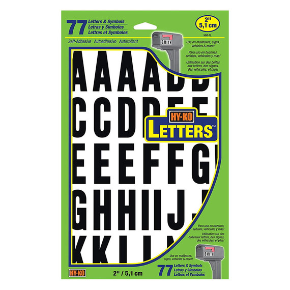 Hy-ko Black/white Self-stick Vinyl Adhesive Letter Set - 2"
