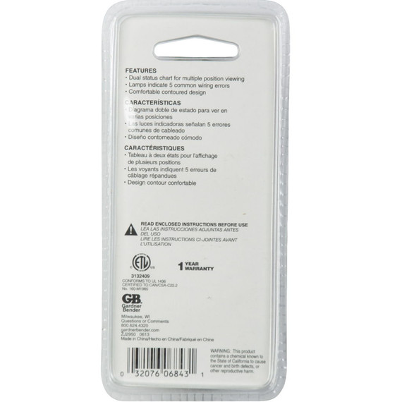 Gardner Bender Receptacle Tester and Circuit Analyzer - 120V