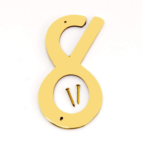 Hy-Ko 4" Solid Brass House Number Sign - Number 8