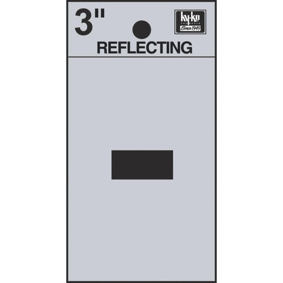 Hy-Ko Vinyl Reflective Adhesive Hyphen Sign Symbol (-) - 3" - Black/Silver