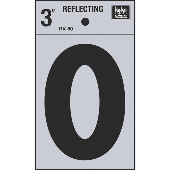 Hy-Ko 3" Vinyl Reflective Adhesive Sign - Black/Silver