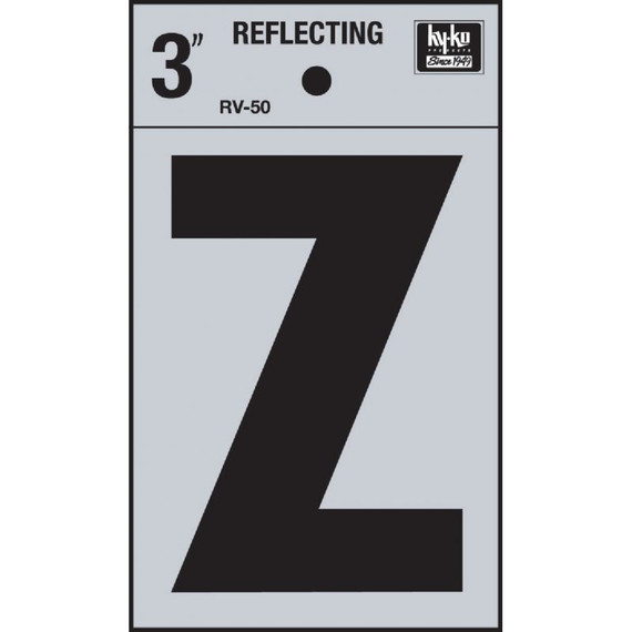 Hy-ko 3" Black/silver Vinyl Reflective Adhesive Sign - Letter Z