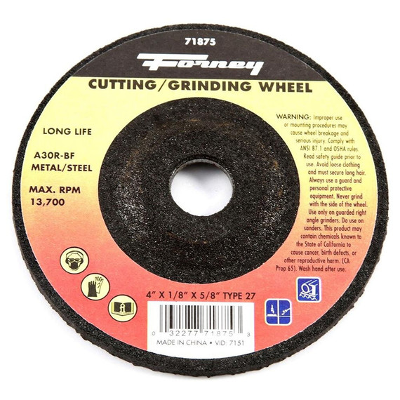 Forney Type 27 Metal Grinding Wheel - 1/8"