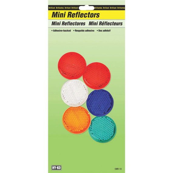 Hy-Ko 1-1/4" Assorted Self-Adhesive Press-On Mini Reflector - 6 Pk