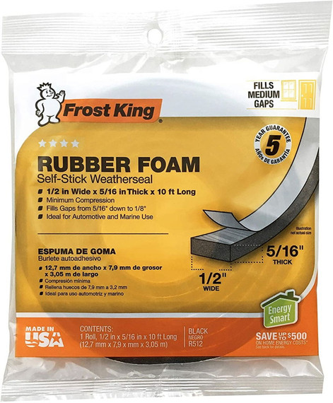 Frost King Black Rubber Foam Weatherseal Self-stick Tape - 3/8" X 7/16" X 10'
