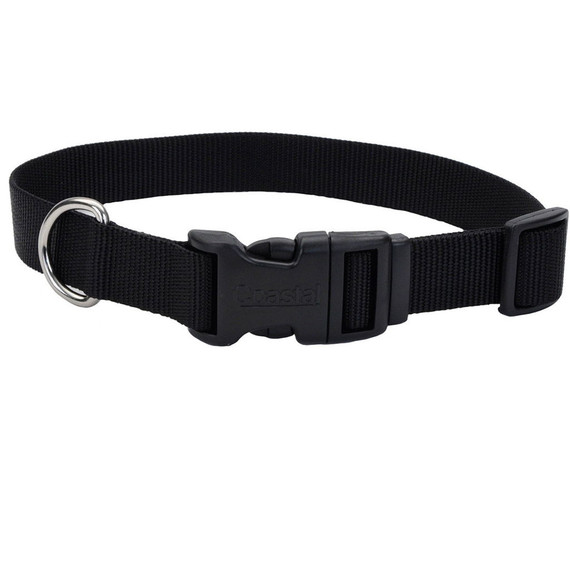 Coastal Pet Black Adjustable Dog Collar With Plastic Buckle - 1" X 18"-26"